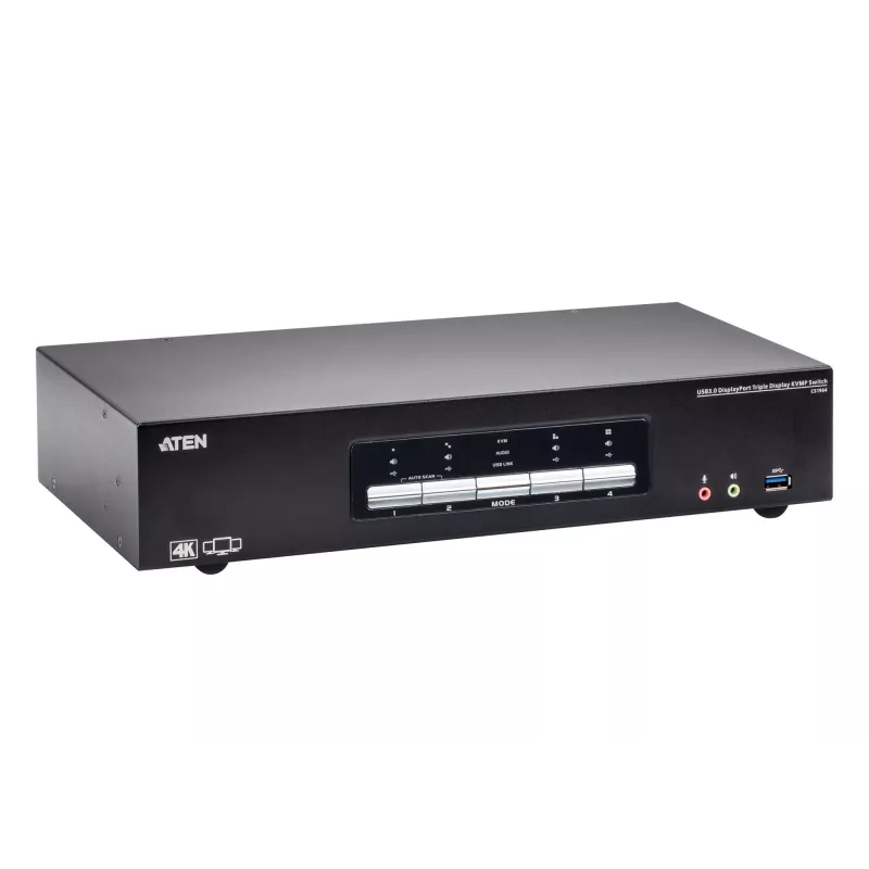 Conmutador KVMP ATEN 4P USB3.0 4K DP TRIPLE VIEW