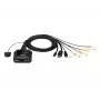 Conmutador KVM híbrido ATEN 2 puertos USB-C DisplayPort con cable, 4096 x 2160 píxeles, 4K Ultra HD, 0,74 W, negro