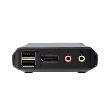 Conmutador KVM híbrido ATEN 2 puertos USB-C DisplayPort con cable, 4096 x 2160 píxeles, 4K Ultra HD, 0,74 W, negro