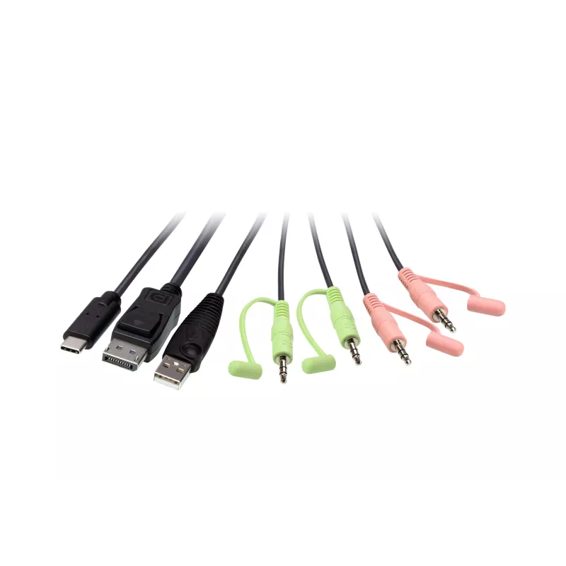 Conmutador KVM híbrido ATEN 2 puertos USB-C DisplayPort con cable, 4096 x 2160 píxeles, 4K Ultra HD, 0,74 W, negro
