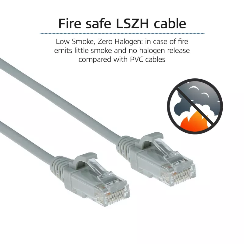 Cable de red slimline para centro de datos ACT Gris 1 m LSZH U/UTP CAT6 snagless con conectores RJ45
