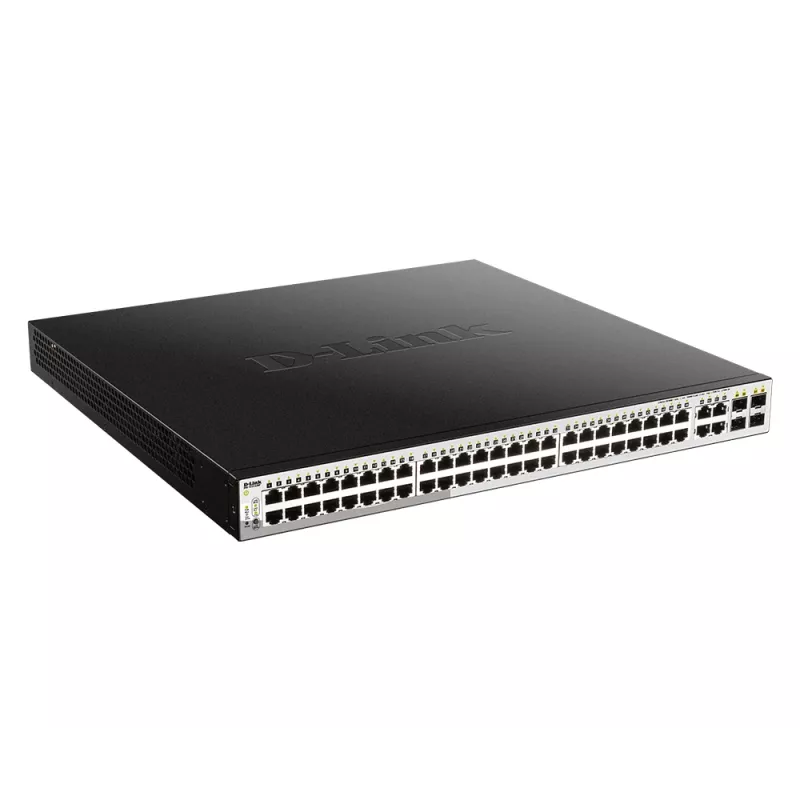 Switch gestionado inteligente D-Link 52 puertos PoE Gigabit con 4 puertos combo 100/1000Mbps