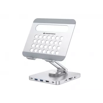 Conceptronic DONN26G, plata, tableta, soporte multimedia, aluminio, 100 W, MicroSD (TransFlash), SD, SDHC, SDXC
