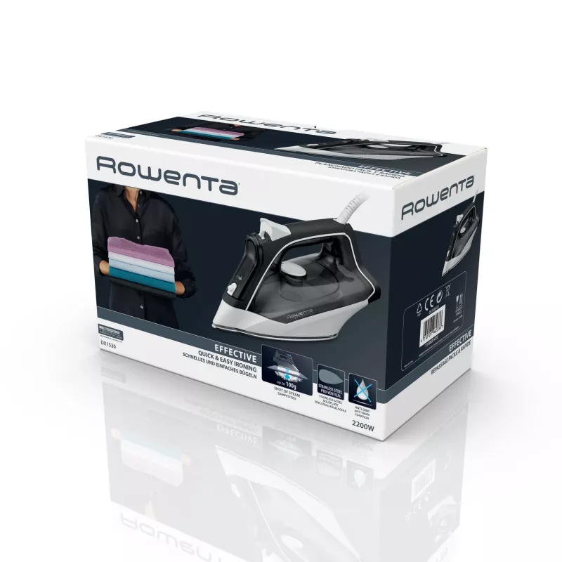 Plancha Rowenta DX1530 Dry & Steam suela de acero inoxidable 2200 W negra