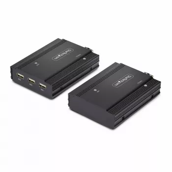 StarTech.com extensor KVM DisplayPort sobre fibra óptica, 4K 60Hz, kit extensor de consola, hasta 300 m (multimodo) con módulos SFP+ preinstalados, 3x USB HID