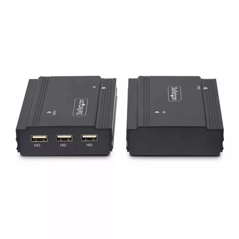 StarTech.com extensor KVM DisplayPort sobre fibra óptica, 4K 60Hz, kit extensor de consola, hasta 300 m (multimodo) con módulos SFP+ preinstalados, 3x USB HID