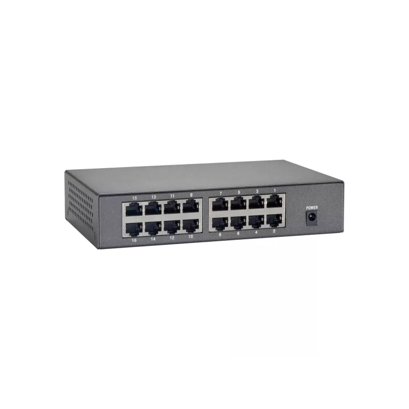 LevelOne switch PoE Fast Ethernet de 16 puertos, 90W, Fast Ethernet (10/100), dúplex completo, Power over Ethernet (PoE), montaje en pared posible