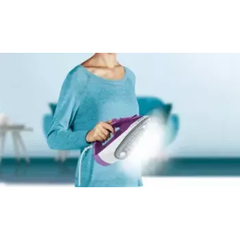Plancha Tefal FV2836 Dry & Steam suela cerámica 2400 W morado, blanco
