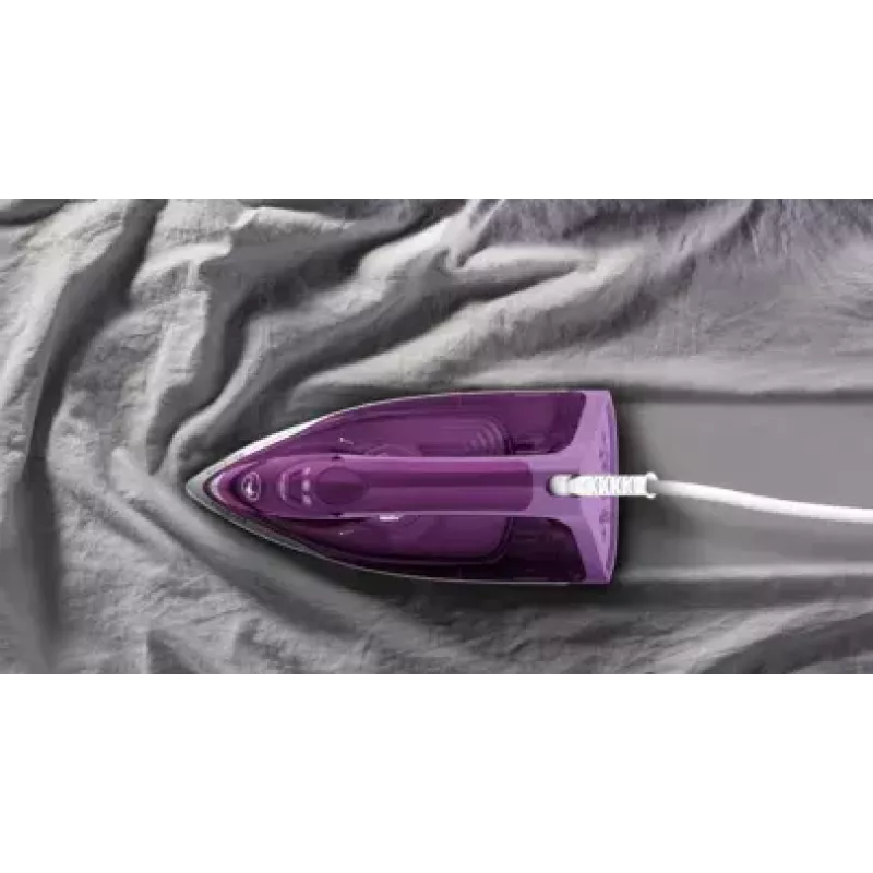 Plancha Tefal FV2836 Dry & Steam suela cerámica 2400 W morado, blanco