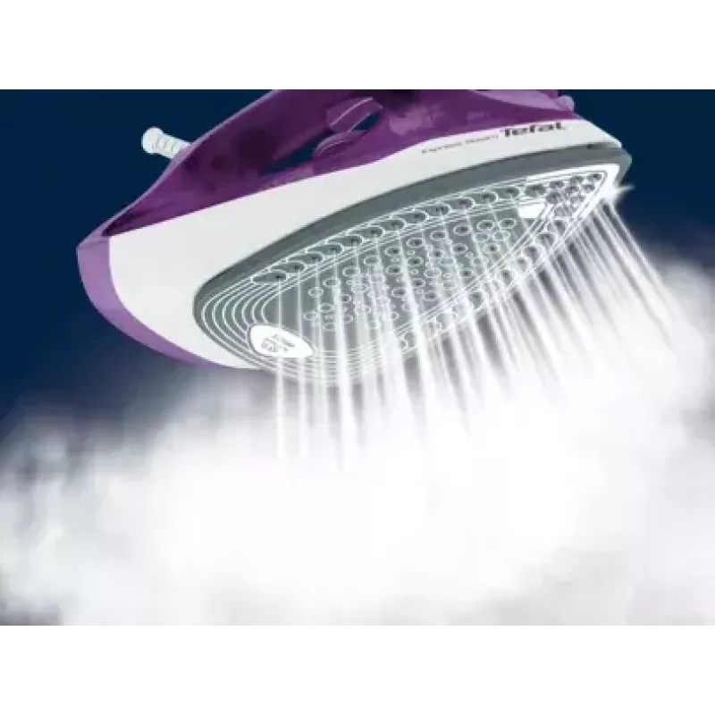 Plancha Tefal FV2836 Dry & Steam suela cerámica 2400 W morado, blanco