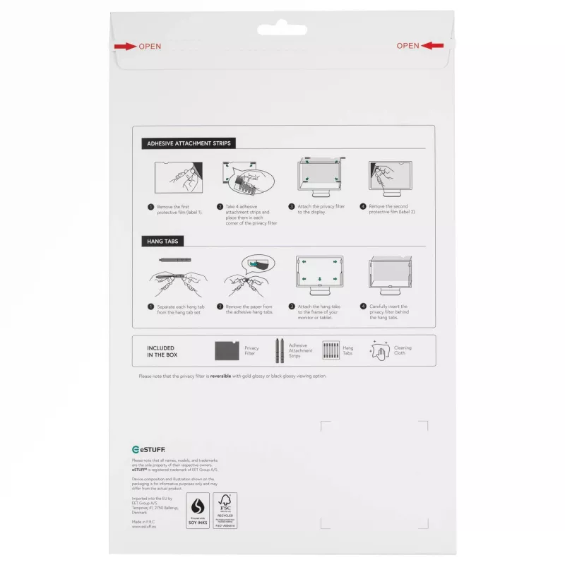 eSTUFF GLBG15345194 Filtro de privacidad para pantalla 39,6 cm (15,6 inch) Portátil Filtro de privacidad para pantalla sin marco
