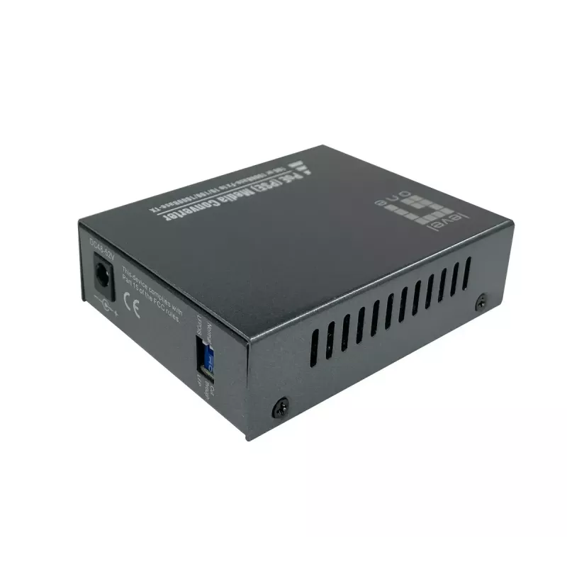 LevelOne Convertidor de medios RJ45 a SC Gigabit, PoE PSE, fibra monomodo, 20km