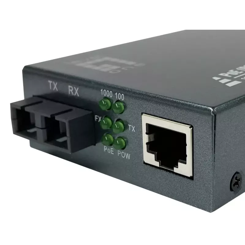 LevelOne Convertidor de medios RJ45 a SC Gigabit, PoE PSE, fibra monomodo, 20km