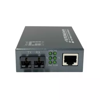 LevelOne Convertidor de medios RJ45 a SC Gigabit, PoE PSE, fibra monomodo, 20km