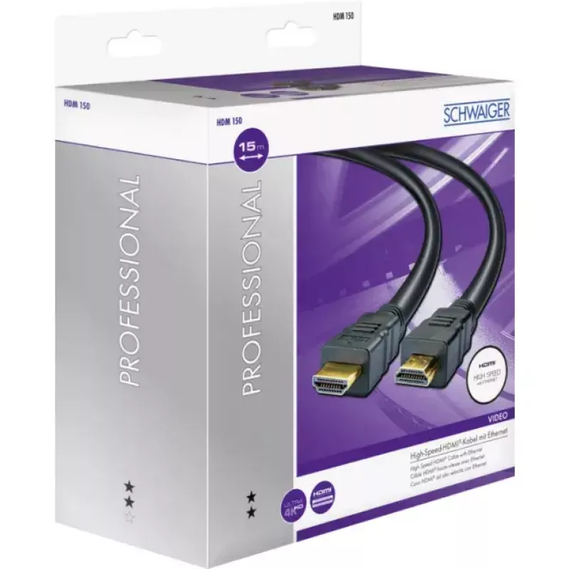 Cable HDMI Schwaiger HDM150 013 15m Type-A negro oro