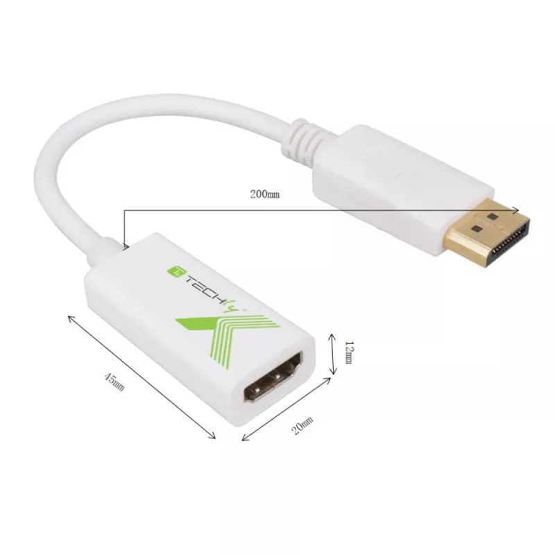 Techly IADAP DP-HDMIFP adaptador de cable de vídeo 0,2 m DisplayPort HDMI blanco