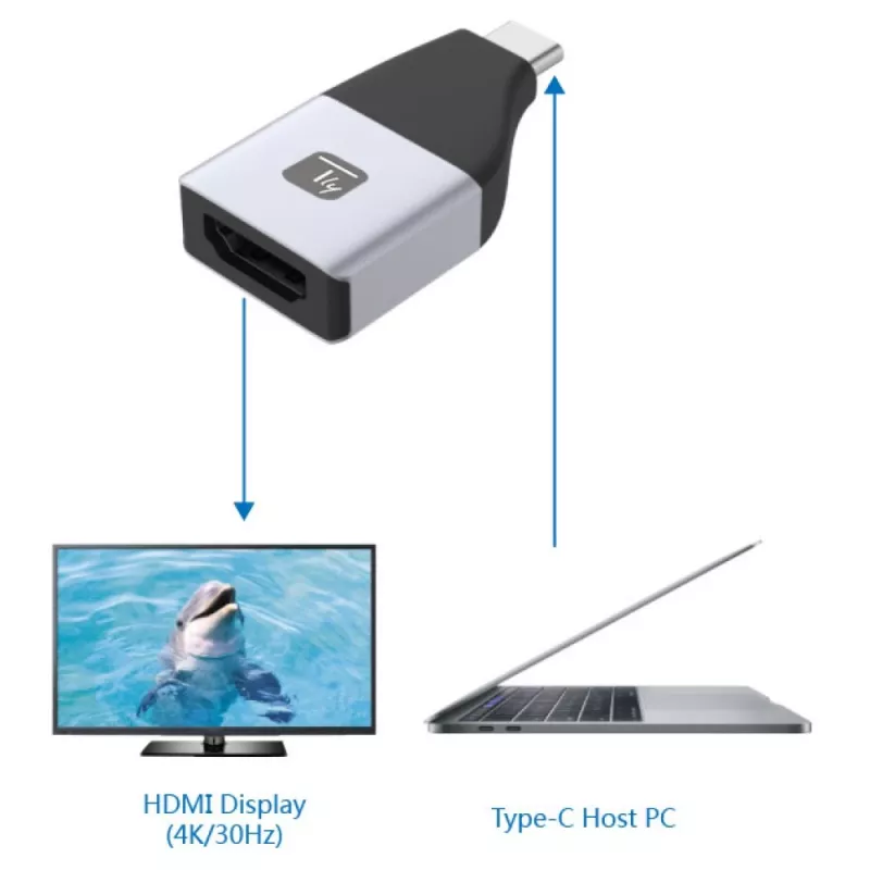 Techly IADAP USBC-HDMI4K adaptador gráfico USB 4096 x 2160 píxeles negro, plata