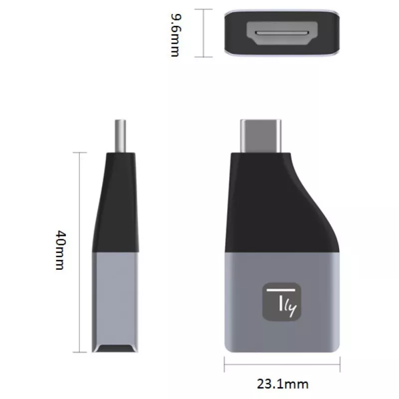 Techly IADAP USBC-HDMI4K adaptador gráfico USB 4096 x 2160 píxeles negro, plata