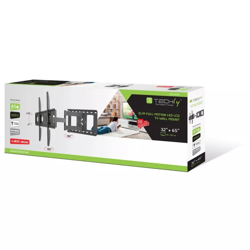 Soporte de pared para TV Techly ICA-PLB 148L 165,1 cm (65 pulgadas) negro