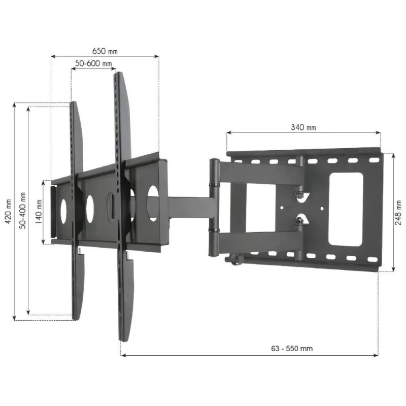 Soporte de pared para TV Techly ICA-PLB 148L 165,1 cm (65 pulgadas) negro