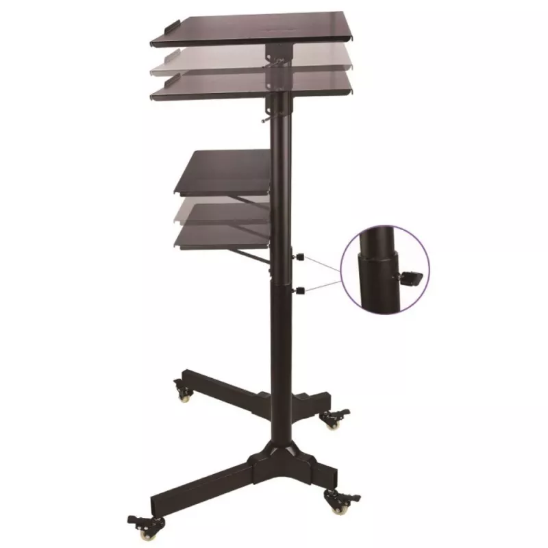 Techly ICA-TB TPM-1BK Carrito universal para portátil/proyector, 103-125 cm, negro