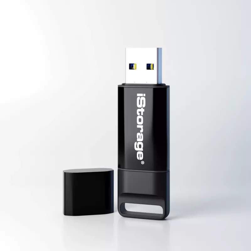Memoria USB cifrada iStorage datAshur BT IS-FL-DBT-256-64, 64 GB, USB 3.2 Gen 1, autenticación con smartphone por Bluetooth, cifrado por hardware AES-XTS de 256 bits, autenticación de dos factores por SMS, preparada para gestión remota