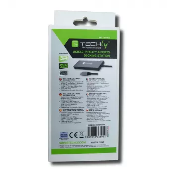 Techly IUSB32C-HUB4HPD estación de acoplamiento/replicador de puertos para portátil con cable USB 3.2 Gen 2 (3.1 Gen 2) Type-C gris