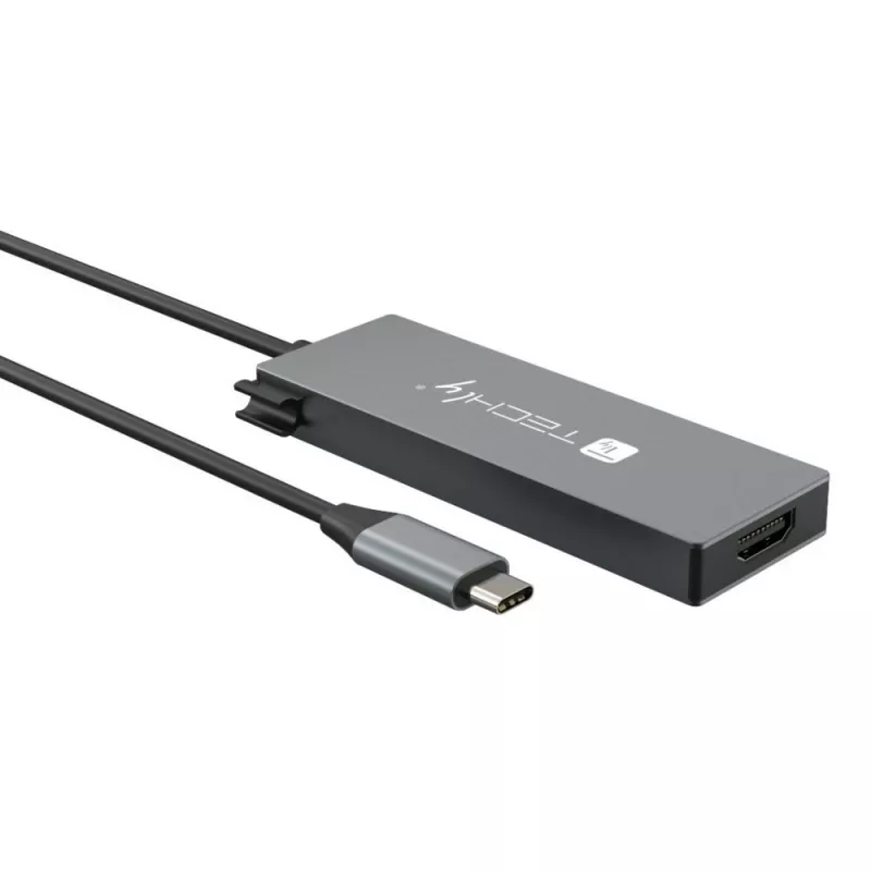 Hub USB-C 4 en 1 Techly IUSB32C-HUB4HPD, base de conexión USB 3.2 Type-C, 2x USB-A, 1x USB-C, HDMI