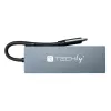 Hub USB-C 4 en 1 Techly IUSB32C-HUB4HPD, base de conexión USB 3.2 Type-C, 2x USB-A, 1x USB-C, HDMI