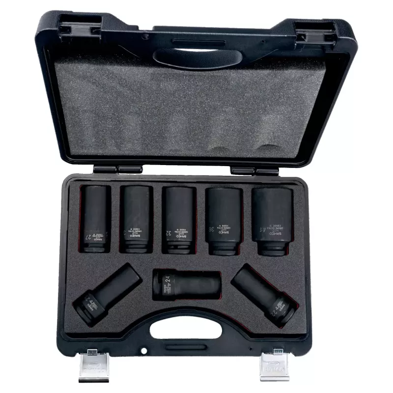 Bahco K8906M/8 Juego de llaves de vaso de impacto, 8 uds., 21-41 mm, accionamiento 3/4