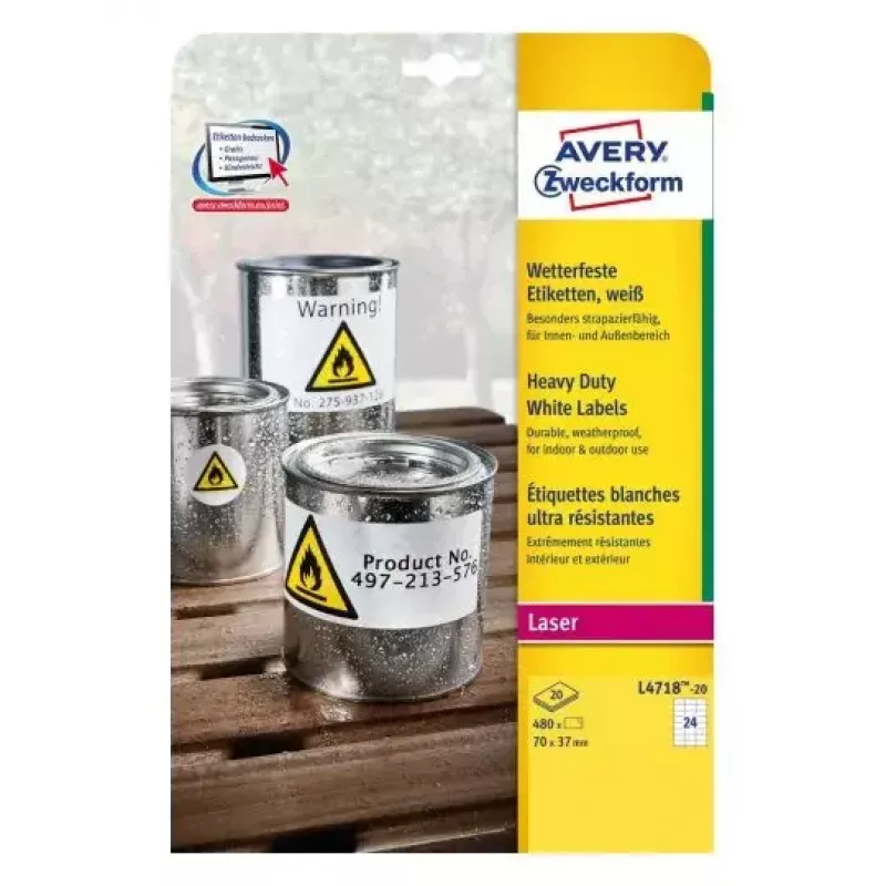 Etiquetas autoadhesivas AVERY L4718REV-20