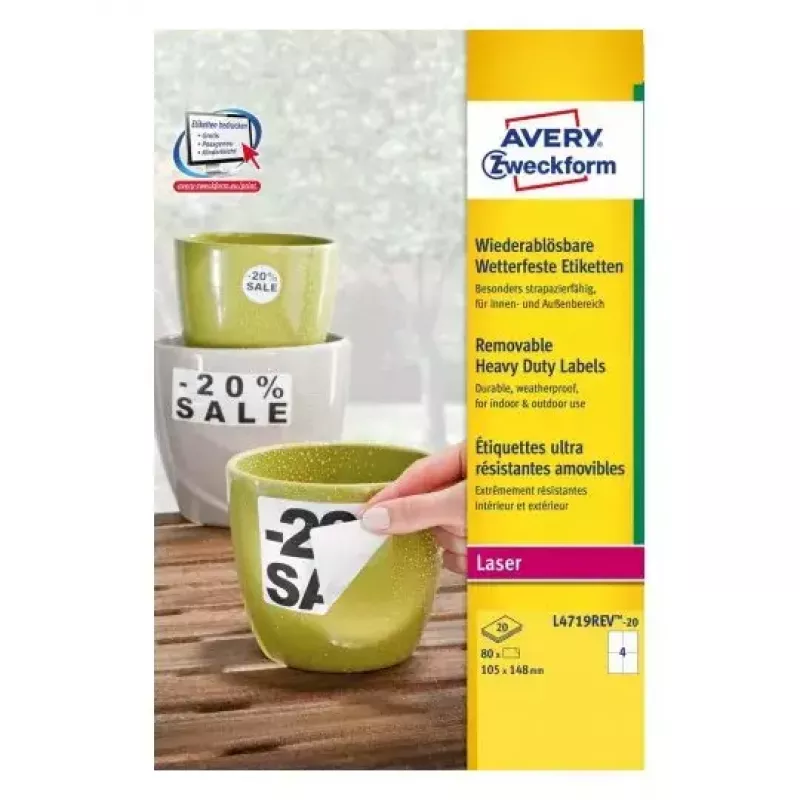 Etiqueta autoadhesiva para impresora Avery L4719REV-20
