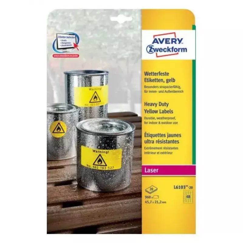 Etiqueta autoadhesiva rectangular Avery L6103-20