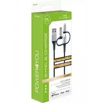 Cable USB Schwaiger LKU 100 1,5m USB 2.0 A Micro-USB B negro plateado