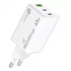 Cargador de pared GaN MediaRange MRMA116-2, 65 W, 3 puertos (1x USB-A, 2x USB-C), blanco