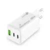 Cargador de pared GaN MediaRange MRMA116-2, 65 W, 3 puertos (1x USB-A, 2x USB-C), blanco
