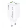 Cargador de pared GaN MediaRange MRMA116-2, 65 W, 3 puertos (1x USB-A, 2x USB-C), blanco