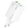 Cargador para dispositivos móviles MediaRange MRMA123 — Cargador rápido de CA para interiores para portátil, smartphone, tablet, 100–240V, 2× USB-C, 20V máx., blanco
