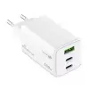 Cargador para dispositivos móviles MediaRange MRMA123 — Cargador rápido de CA para interiores para portátil, smartphone, tablet, 100–240V, 2× USB-C, 20V máx., blanco