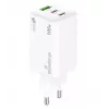 Cargador para dispositivos móviles MediaRange MRMA123 — Cargador rápido de CA para interiores para portátil, smartphone, tablet, 100–240V, 2× USB-C, 20V máx., blanco