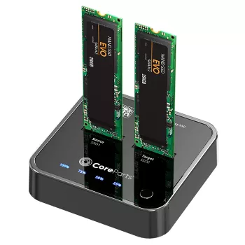 Estación de acoplamiento de almacenamiento CoreParts MS-CLONER-SATA USB 3.2 Gen 2 (3.1 Gen 2) Type-C Negra