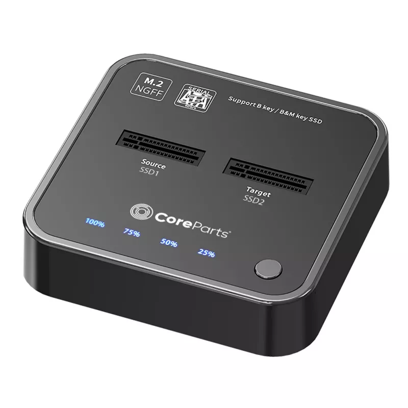 Estación de acoplamiento de almacenamiento CoreParts MS-CLONER-SATA USB 3.2 Gen 2 (3.1 Gen 2) Type-C Negra