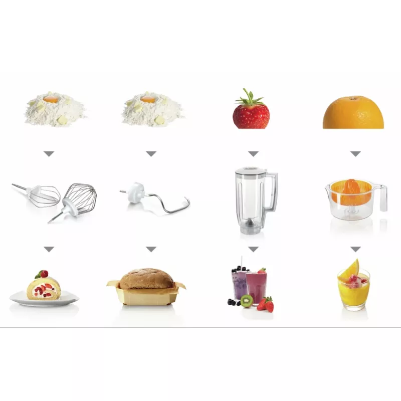 Robot de cocina Bosch MUM5 Start Line 800 W 3,9 L naranja, plata, transparente, blanco