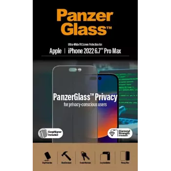 PanzerGlass ® protector de pantalla de privacidad iPhone 14 Pro Max | Ultra-Wide Fit con EasyAligner