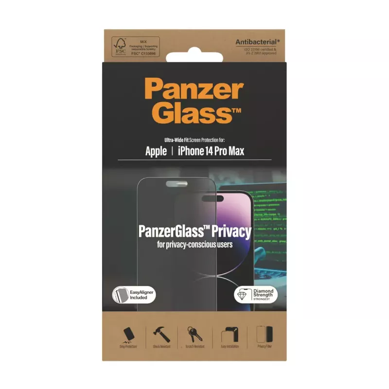 PanzerGlass ® protector de pantalla de privacidad iPhone 14 Pro Max | Ultra-Wide Fit con EasyAligner