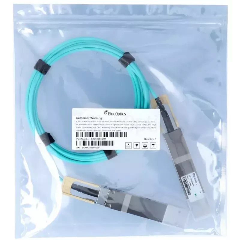 BlueOptics QDD-400G-AOC-3M-BO cable de fibra óptica InfiniBand 3 m QSFP-DD conector macho
