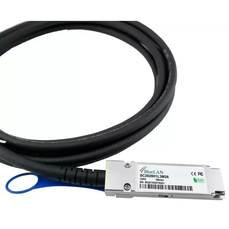 Cable de fibra óptica InfiniBand BlueOptics QSFP28-DAC-2M-PS-BL 2 m macho/macho
