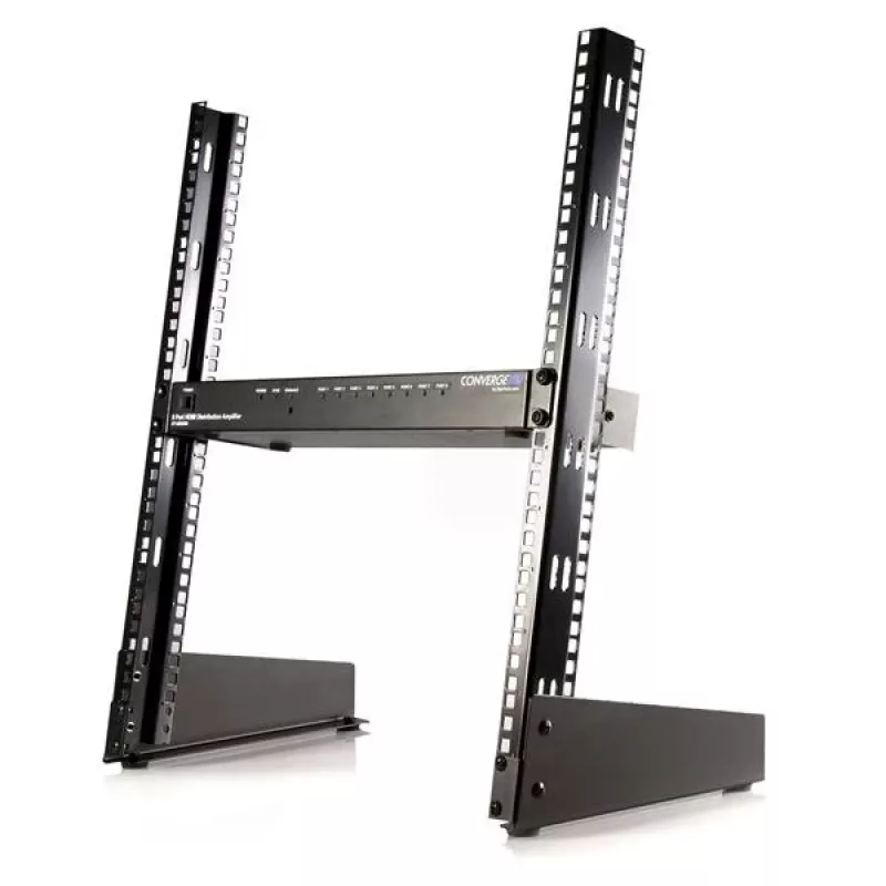 Rack de servidor de escritorio StarTech.com 2 postes 12U, rack de ordenador abierto pequeño de 19 pulgadas, rack de red compacto para equipos AV/estudio/datos/IT – rack de dos postes independiente para aplicaciones domésticas/de oficina