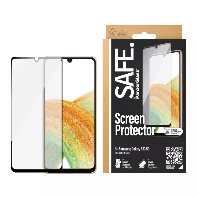 Protector de pantalla PanzerGlass SAFE para Samsung Galaxy A33 5G, resistente a arañazos, resistente a golpes
