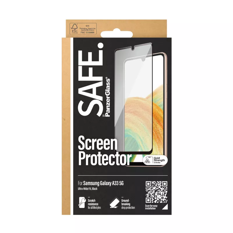 Protector de pantalla PanzerGlass SAFE para Samsung Galaxy A33 5G, resistente a arañazos, resistente a golpes